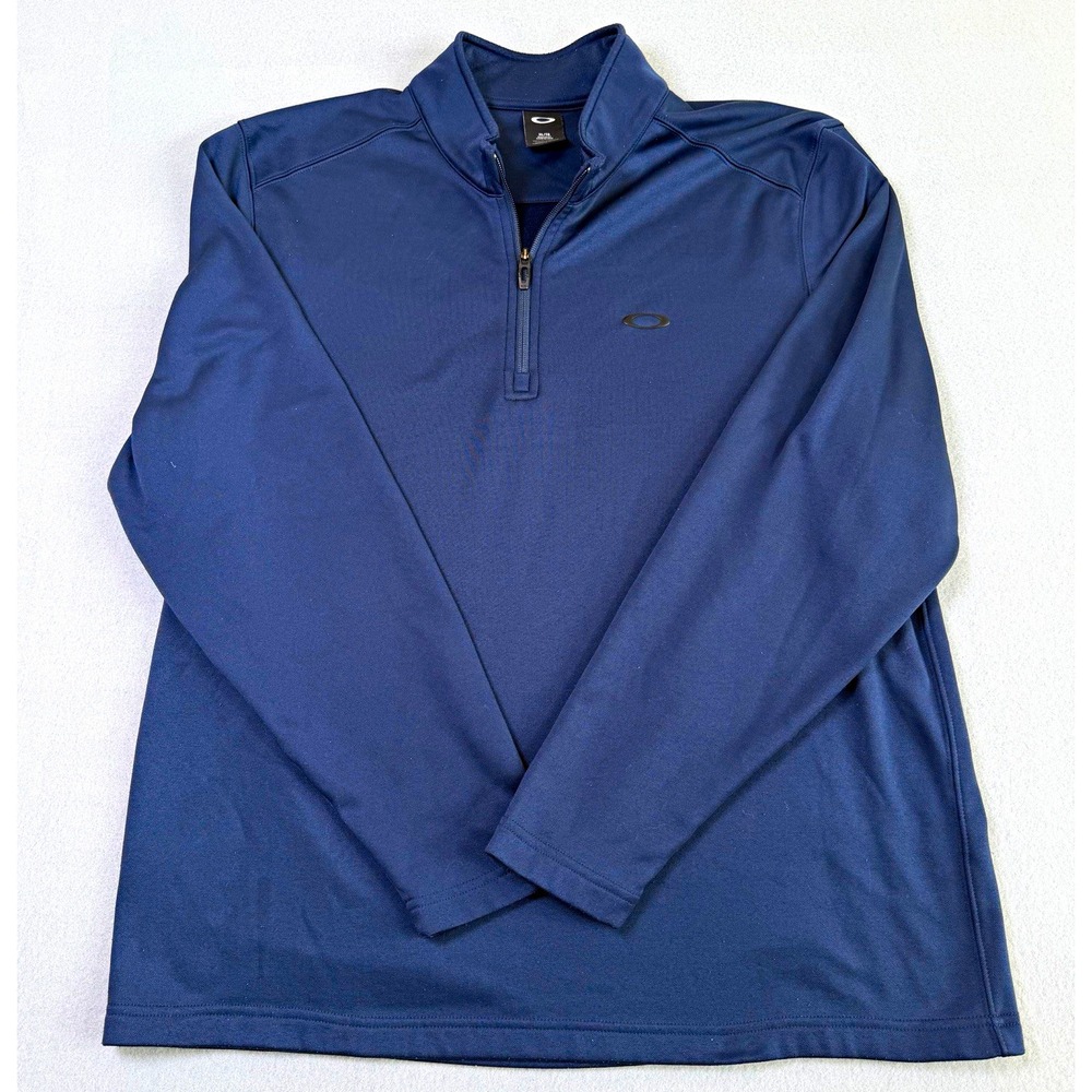 Oakley Men's XL Blue 1/4 Zip Mock Neck Long Sleeve Polyester Knit Pullover